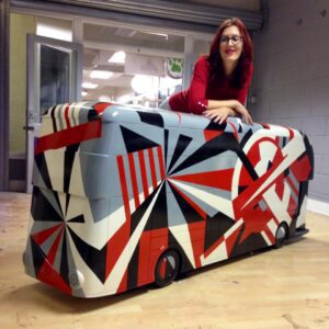 Sophie Green with one of her buses, Dazzler © Sophie Green