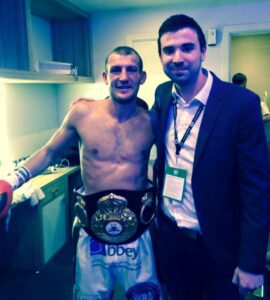 Derry Mathews with JMU Journalism's Sean Purvis after the fight