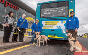 Members of The Guide Dogs for the Blind Association launching the talking service © Arriva North West
