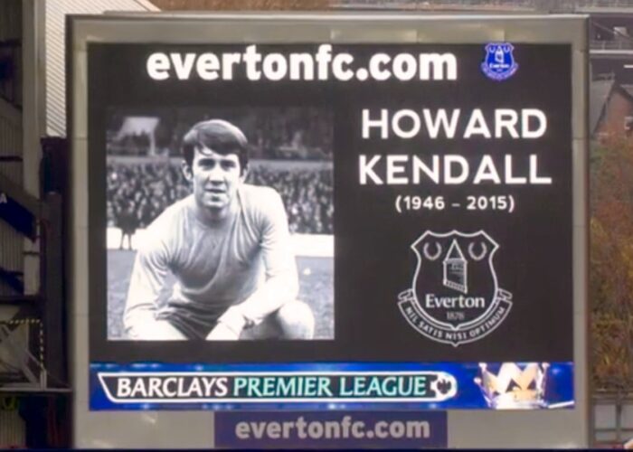 Everton pay their respects to Howard Kendall. Screengrab from BBC Sport - JMU Journalism
