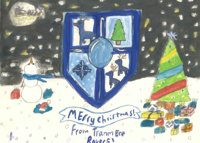 The winning Christmas card features three reindeer instead of TRFC's usual three lions. Pic by Anyah Kent © Tranmere Rovers FC