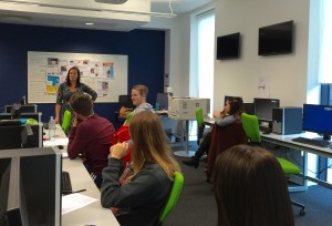 Dr Allen answers questions from specialist students. Pic by Christy Jade Biggar © JMU Journalism