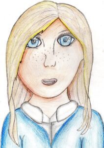 Foster carer Lynne Gamlin first noticed Anyah's talent after she drew this self portrait. Pic © Anyah Kent