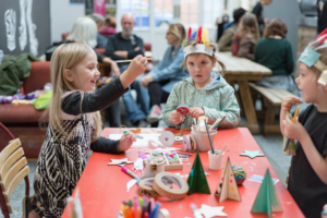 Children practising their festive crafts © Michael Kirkham Photography