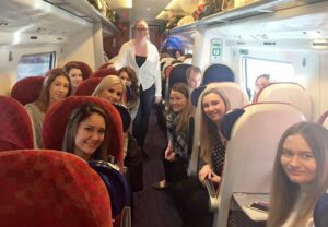 JMU Journalism students on the train to London