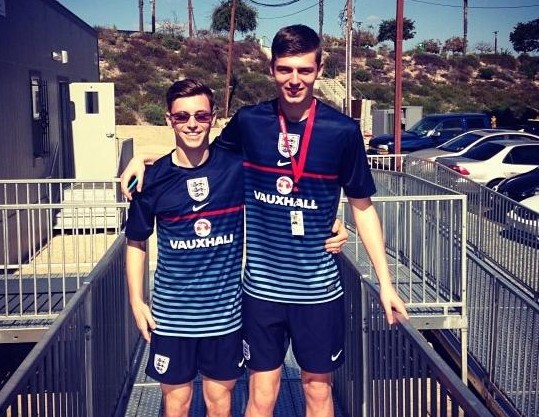 Oliver Nugent (left) and teammate Ryan Kay (right) in USA after training with England. Pic © Oliver Nugent