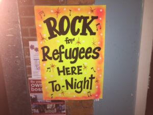 Poster for Rock for Refugees night. Pic © JMU Journalism