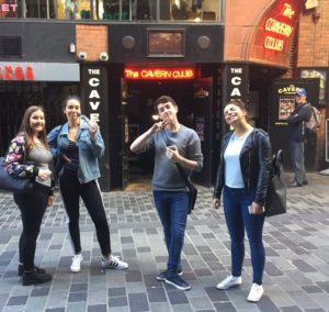 Annie Williams snaps the winning team outside the Cavern Club in Mathew Street during the treasure hunt. Pic © Annie Williams/Twitter
