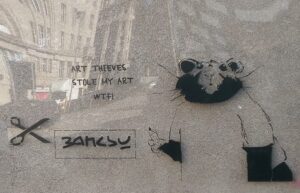 John D'oh's 'Banksy-style' artwork. Pic by Cai Griffiths-Sturge © JMU Journalism