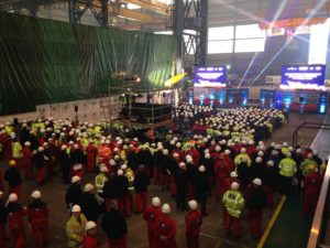 Keel laying ceremony of the RSS Sir David Attenborough. Pic by Hollie Hayes © JMU Journalism