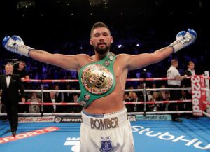 Tony Bellew retains his WBC Cruiserweight title after stopping BJ Flores at the Echo Arena. Pic Lawrence Lustig © Matchroom Boxing