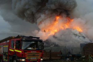 The fire at a Seaforth recycling plant started on Friday. Pic © Merseyside Fire & Rescue