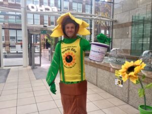 The Sunflower Army dress up in a bid to get donations. Pic by Molly Copoc @ JMU Journalism