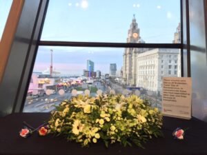 Transgender Day of Remembrance: Wreath laid at the Liverpool Museum. Pic © Sophie Green