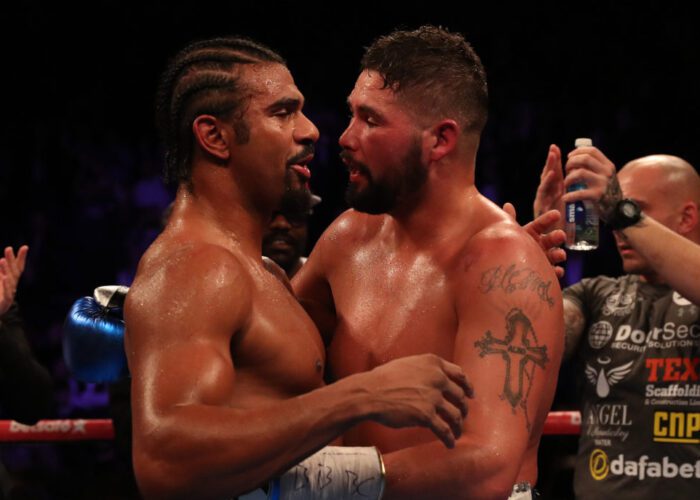 Tony Bellew (right) and David Haye embrace after their heavyweight bout at London’s O2 Arena - JMU Journalism