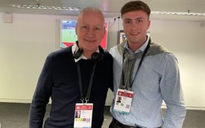 Rob Ilsley (right) with sports broadcaster legend, Jim White