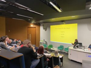 The BBC's sports news editor, Helen Brown, speaking at the European Journalism Training Association annual conference at LJMU. Pic by Michelle Ponting