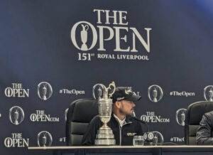 Winner Brian Harman with the Open Championship trophy. Picture by James Cranford.