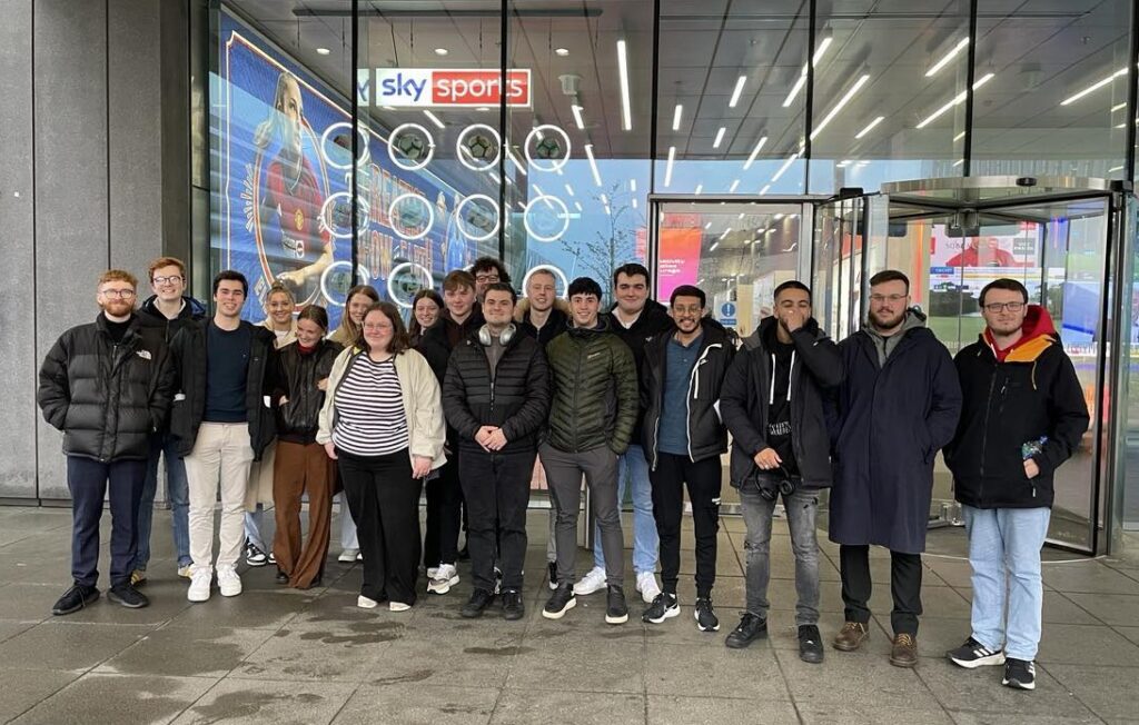 MA Sports Journalism students outside the Sky Sports News headquarters