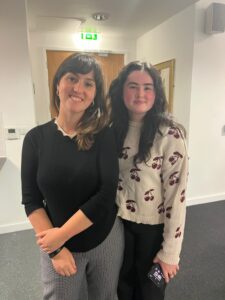 LJMU Journalism student, Tara Moyes, meets her mentor, the BBC's Kirstie Brewer (left)