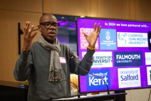 The BBC's Clive Myrie speaking at the John Schofield Trust reception. Pic courtesy of Thea Elder