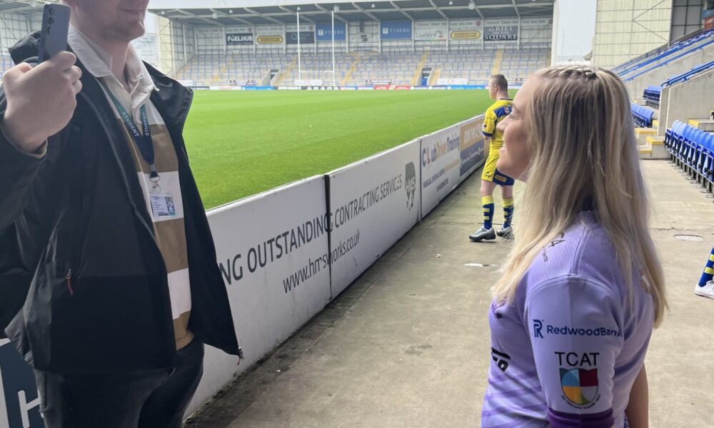 JMU Journalism students interviewed players at the Warrington Wolves kit launch