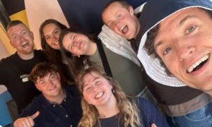 JMSU Moores Student Radio Society members meet BBC Radio 1 DJ Greg James