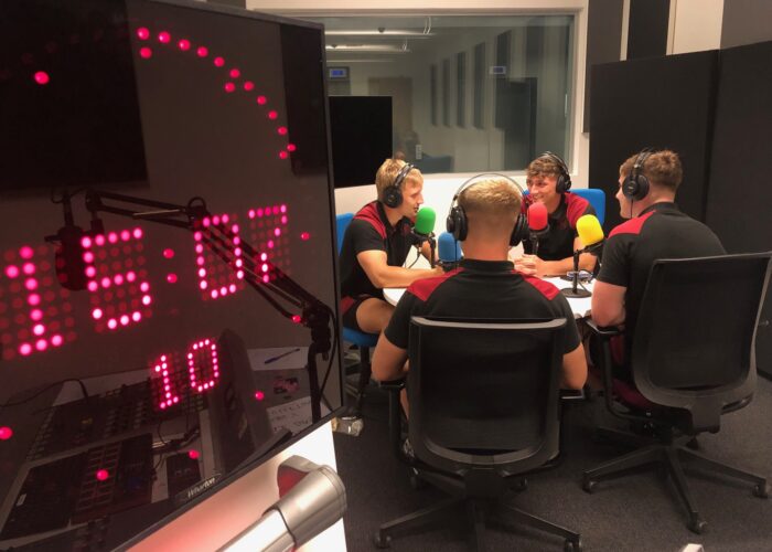 Wigan Warriors players on their media training day at Redmonds