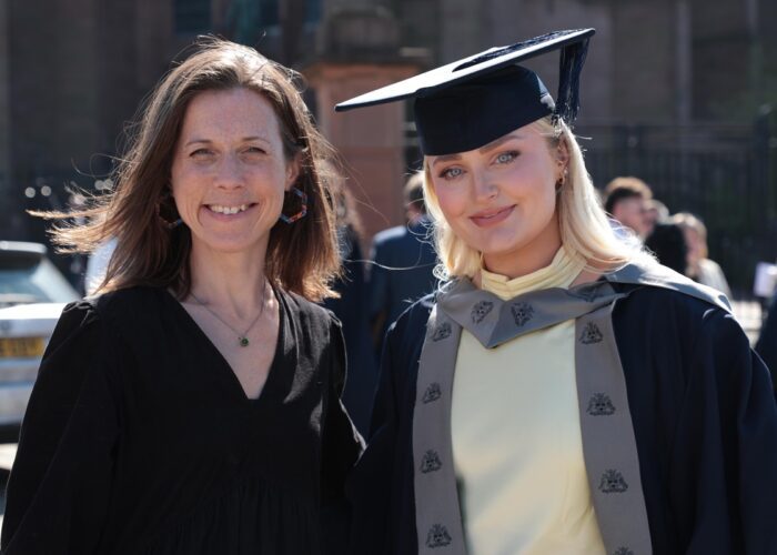 Head of Journalism Fran Yeoman with MA graduate Niamh Green. Photo by Neil Grant