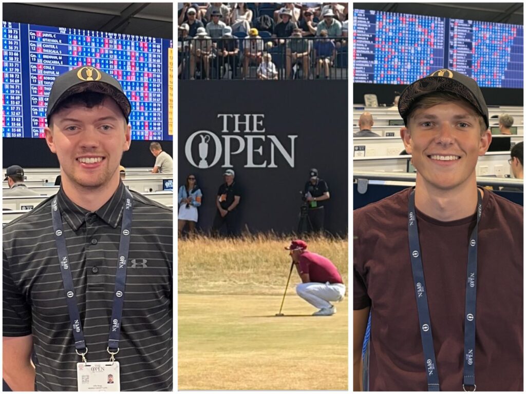 Alfie Bugg and Lewis Jones working at The Open golf championship