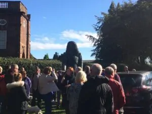 Gathering for the ramble at the Childe of Hale statue. Pic by Joshua Doherty © JMU Journalism