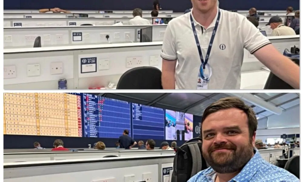 Ben Izzard and James Cranford working at The Open golf championship at Hoylake