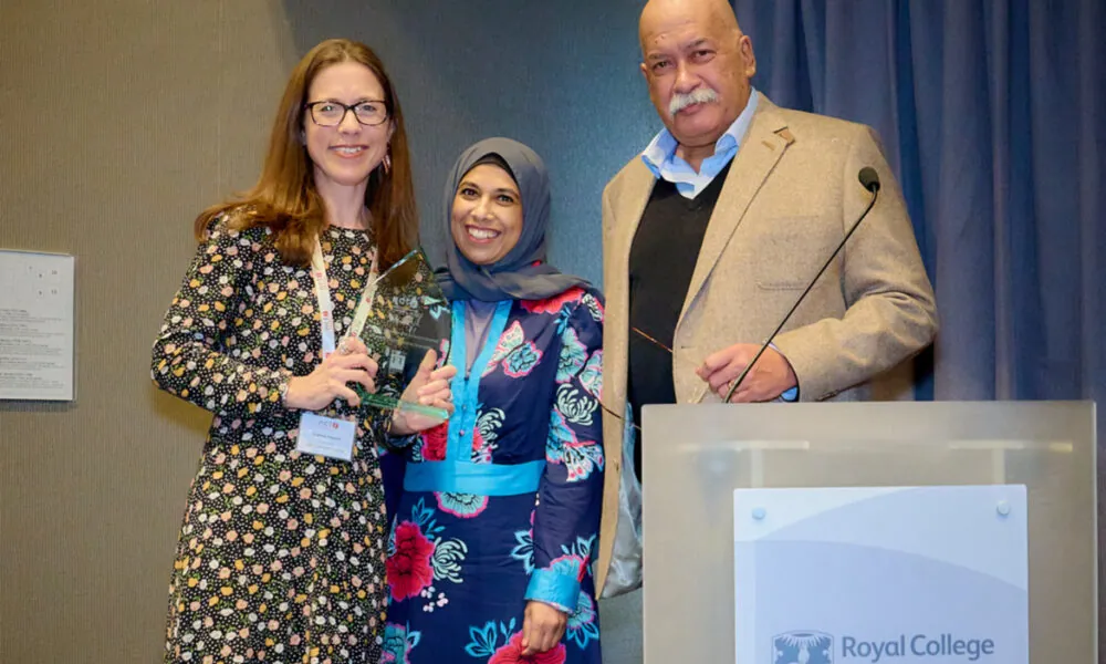 Journalism Programme Leader Fran Yeoman (left) receives the equality, diversity and inclusion accolade at the NCTJ Awards in London